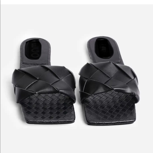 Black quilted square toe flats size 9 10 11 left - Picture 7 of 8